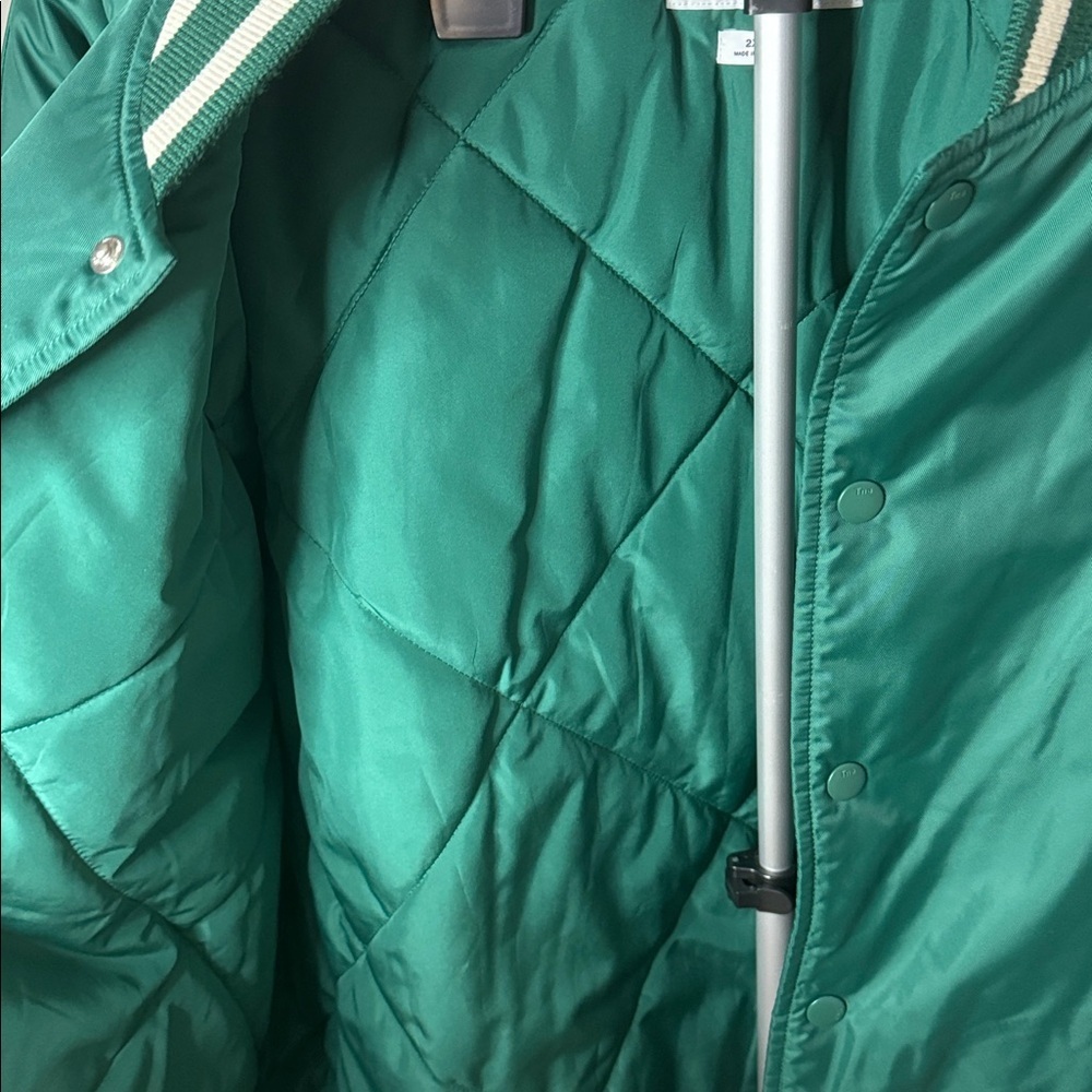 NWT TNA Aritzia Green Varsity Bomber Jacket Size 2xl Oversize Streetwear - Picture 7 of 8